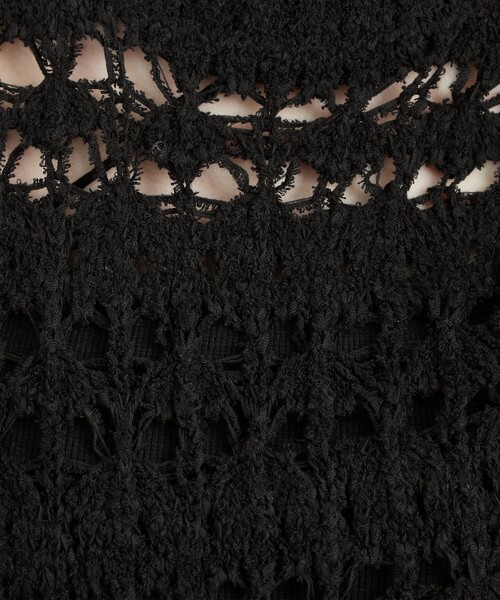 coen（コーエン）の「テープヤーン透かし編みベスト（ベスト・レディース・ブラック/オフホワイト・FREE）」の4枚目の写真
