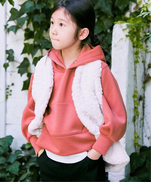 ikka(イッカ)の「【洗濯機で洗える/親子コーデ】GOKU楽ダンボールレイヤーパーカー(120~160cm)(パーカー・キッズ・ベージュ/モカ/レッド系その他・120/130/140/150/160)」の9枚目の写真