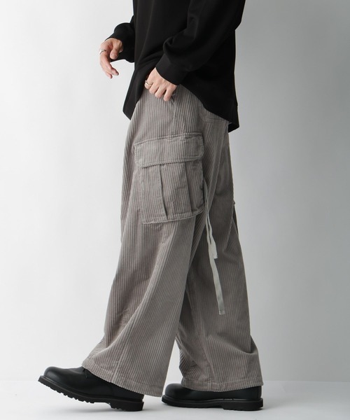 【新品未開封】ニコアンド　コーデュロイバギーカーゴパンツ/パラシュートパンツ RAGEBLUE（レイジブルー）の「コーデュロイバギーカーゴパンツ