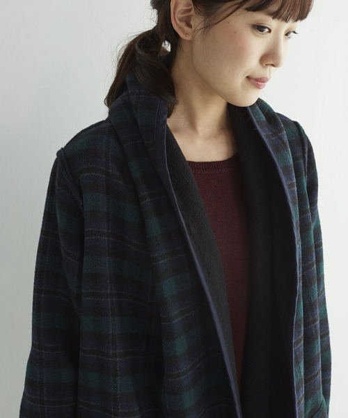 haco!（ハコ）の「ＳＨＥ　ＴＨＲＯＵＧＨ　ＳＥＡ　＃リバーシブルガウンフードコート（その他アウター・レディース・ブラック×グリーン・LARGE/2T/X-LARGE/MEDIUM/SMALL）」の5枚目の写真