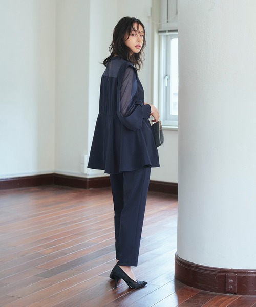 オケージョンドレス 結婚式 ｜ スリットスリーブペプラムトップス