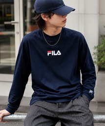 FILA/フィラ ワンポイント ブランド ロゴ 刺繍 胸ポケット付き クルーネック 長袖 Tシャツ