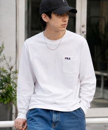 FILA/フィラ ワンポイント ブランド ロゴ 刺繍 胸ポケット付き クルーネック 長袖 Tシャツ
