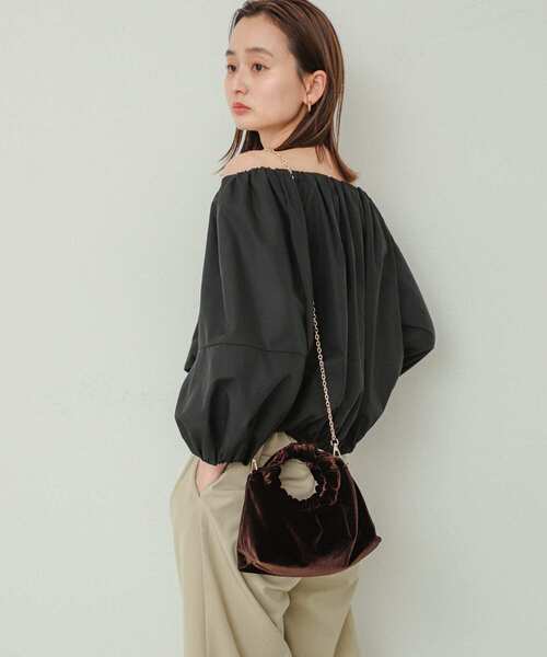 SENSE OF PLACE by URBAN RESEARCH（センスオブプレイスバイアーバンリサーチ）の「ベロアバッグ（ハンドバッグ・レディース・マスタード/パープル/ブラウン・ONE）」の6枚目の写真