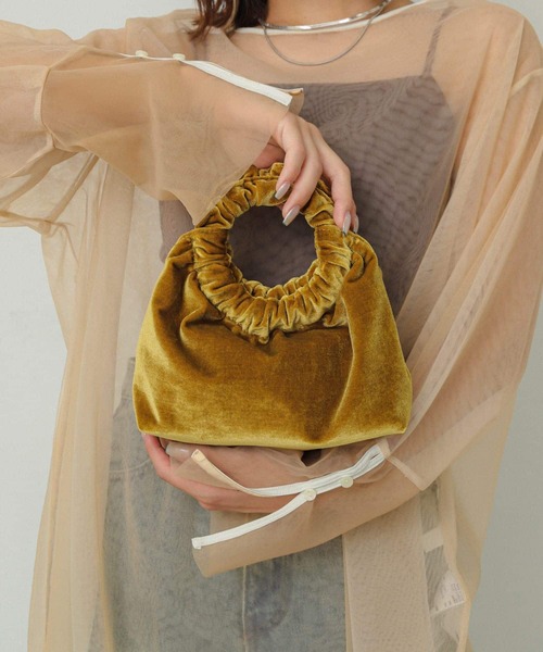 SENSE OF PLACE by URBAN RESEARCH（センスオブプレイスバイアーバンリサーチ）の「ベロアバッグ（ハンドバッグ・レディース・マスタード/パープル/ブラウン・ONE）」の18枚目の写真