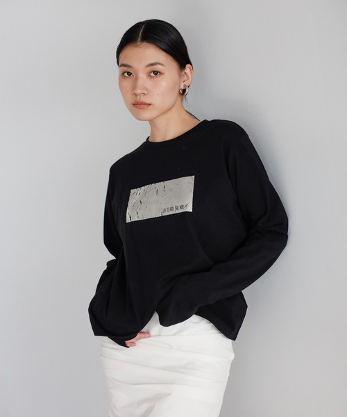 2way foil print long sleeve T / 前後2way箔プリントロンT