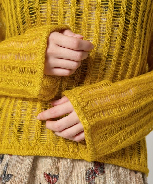 TINA：JOJUN（ティーナジョジュン）の「ルーズ ニットプルオーバー TINA：JOJUN（ニット/セーター・レディース・パープル/イエロー×グリーン/ブラック系その他/ライトオリーブ・M）」の11枚目の写真