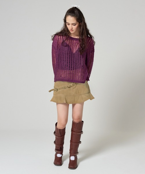 TINA：JOJUN（ティーナジョジュン）の「ルーズ ニットプルオーバー TINA：JOJUN（ニット/セーター・レディース・パープル/イエロー×グリーン/ブラック系その他/ライトオリーブ・M）」の16枚目の写真