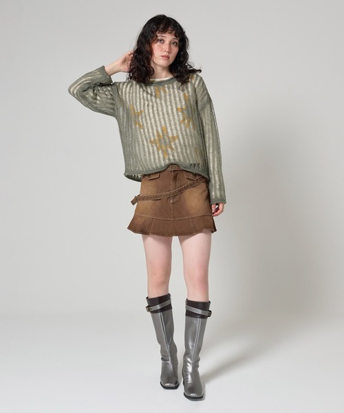 TINA：JOJUN（ティーナジョジュン）の「ルーズ ニットプルオーバー TINA：JOJUN（ニット/セーター・レディース・パープル/イエロー×グリーン/ブラック系その他/ライトオリーブ・M）」の19枚目の写真