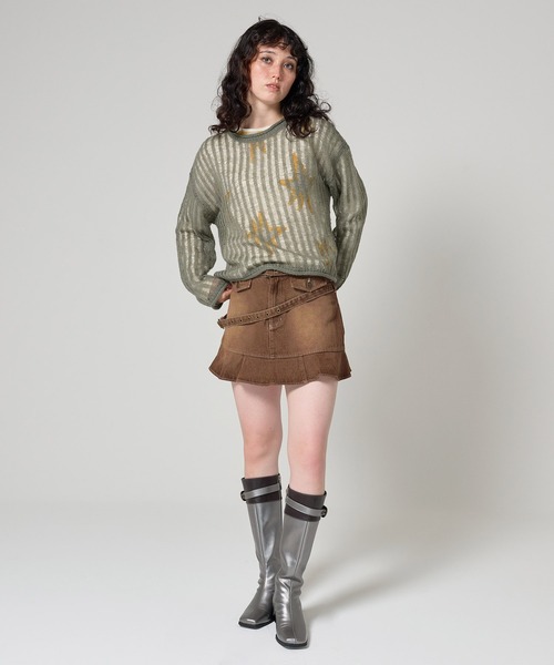 TINA：JOJUN（ティーナジョジュン）の「ルーズ ニットプルオーバー TINA：JOJUN（ニット/セーター・レディース・パープル/イエロー×グリーン/ブラック系その他/ライトオリーブ・M）」の21枚目の写真