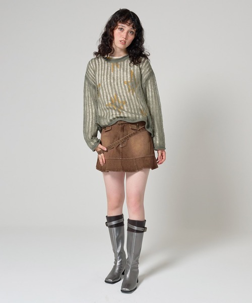 TINA：JOJUN（ティーナジョジュン）の「ルーズ ニットプルオーバー TINA：JOJUN（ニット/セーター・レディース・パープル/イエロー×グリーン/ブラック系その他/ライトオリーブ・M）」の22枚目の写真