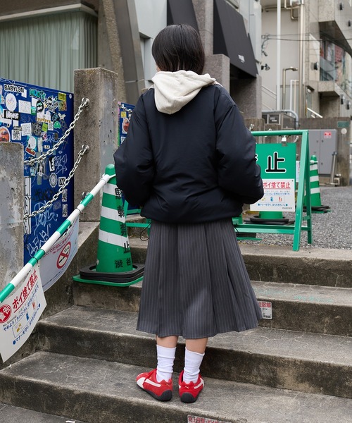 アーカイブ 80s   デザインウールブルゾン 黒 モード セール】ダイバーボンディング×ポリツイル切り替え中綿ブルゾン メンズ