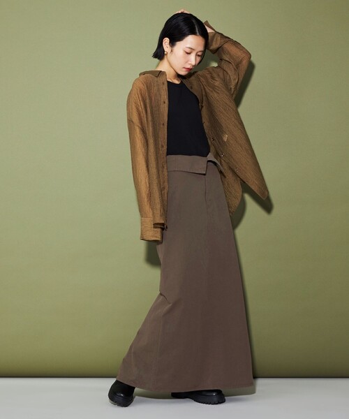 CITEN（シテン）の「＜CITEN＞ホックディテール ナロースカート（スカート・レディース・ブラウン/ブラック・S/M）」の4枚目の写真