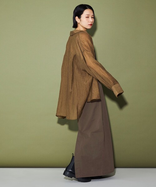 CITEN（シテン）の「＜CITEN＞ホックディテール ナロースカート（スカート・レディース・ブラウン/ブラック・S/M）」の5枚目の写真