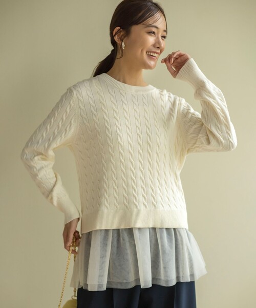 セール】コットンカシミヤ混2WAYケーブル ニット（ニット