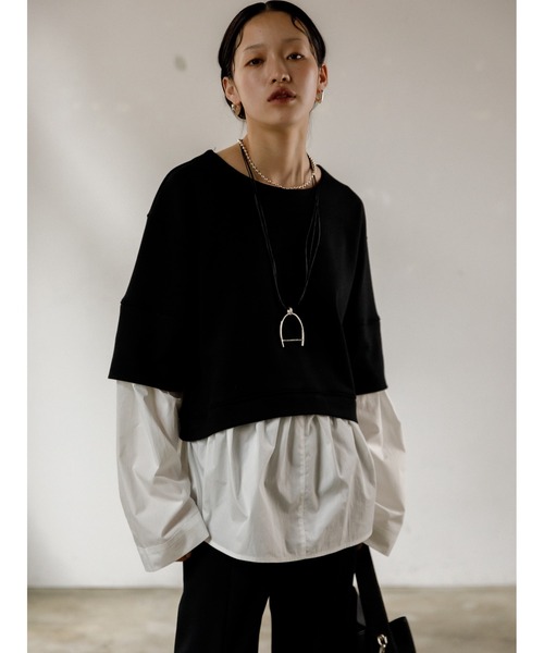 AGAWD（アガウド）の「AGAWD ドッキングトップス　★（Tシャツ/カットソー・レディース・グレー/ブラック/ホワイト・FREE）」の2枚目の写真