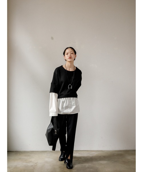 AGAWD（アガウド）の「AGAWD ドッキングトップス　★（Tシャツ/カットソー・レディース・グレー/ブラック/ホワイト・FREE）」の4枚目の写真