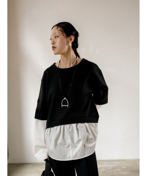 AGAWD（アガウド）の「AGAWD ドッキングトップス　★（Tシャツ/カットソー・レディース・グレー/ブラック/ホワイト・FREE）」の7枚目の写真