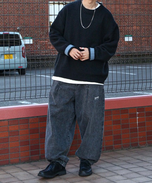 ZIP FIVE（ジップファイブ）の「【ZIP FIVE】 5G モヘアライク 2WAY カフス ルーズシルエット 長袖 クルー ニット セーター（ニット/セーター・メンズ・ブラウン/ブルー/アイボリー/ブラック・MEDIUM/LARGE）」の13枚目の写真