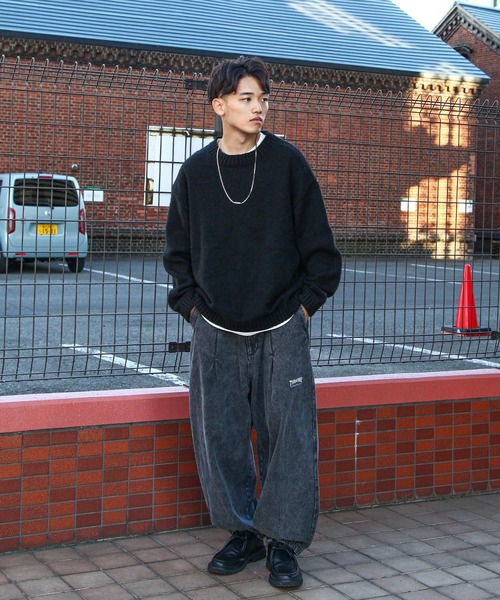 ZIP FIVE（ジップファイブ）の「【ZIP FIVE】 5G モヘアライク 2WAY カフス ルーズシルエット 長袖 クルー ニット セーター（ニット/セーター・メンズ・ブラウン/ブルー/アイボリー/ブラック・MEDIUM/LARGE）」の19枚目の写真