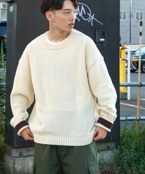 ZIP FIVE（ジップファイブ）の「【ZIP FIVE】 5G モヘアライク 2WAY カフス ルーズシルエット 長袖 クルー ニット セーター（ニット/セーター・メンズ・ブラウン/ブルー/アイボリー/ブラック・MEDIUM/LARGE）」の5枚目の写真