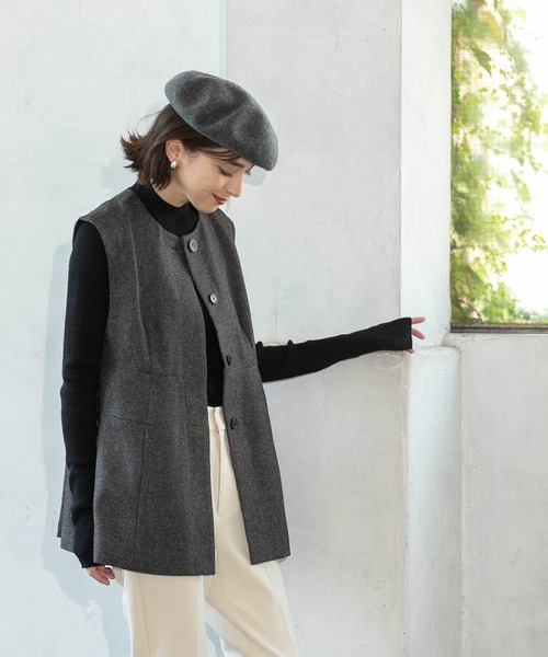 OPAQUE.CLIP（オペークドットクリップ）の「◆ウールライクペプラムジレ【洗濯機洗い可】（ベスト・レディース・チャコール/ベージュ系9/ライトベージュ・42/40/38）」の9枚目の写真