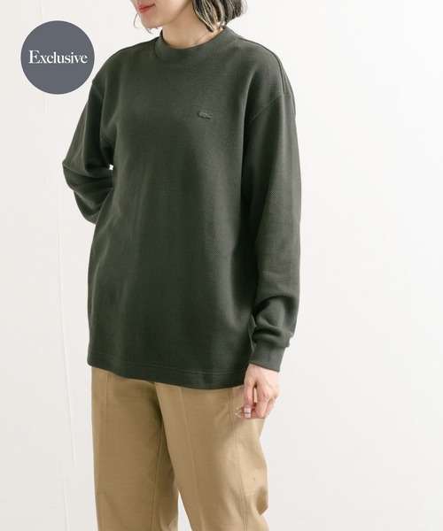 LACOSTE（ラコステ）の「『別注』LACOSTE×DOORS　thick pique mock Long-Sleeve（Tシャツ/カットソー・レディース・アイボリー/スミクロ/バーガンディー/グリーン・FREE）」の4枚目の写真