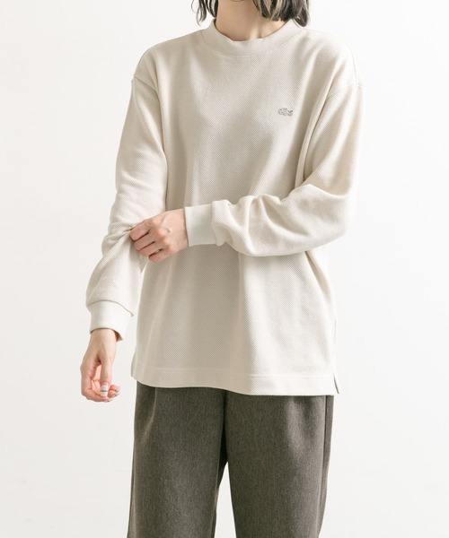 LACOSTE（ラコステ）の「『別注』LACOSTE×DOORS　thick pique mock Long-Sleeve（Tシャツ/カットソー・レディース・アイボリー/スミクロ/バーガンディー/グリーン・FREE）」の6枚目の写真