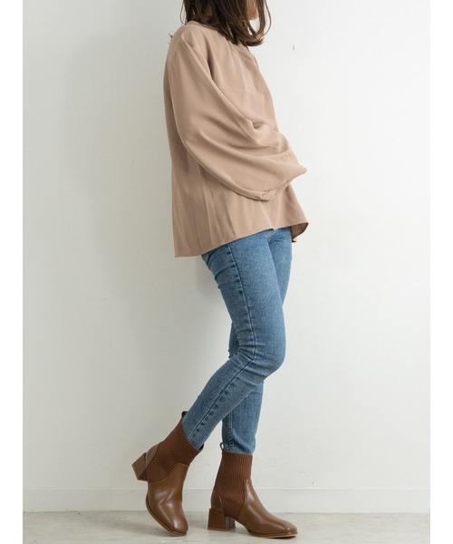 Fabby fabby（ファビィーファビィー）の「ニットリブショートブーツ（ブーツ・レディース・ライトベージュ/キャメル/ブラック・SMALL/MEDIUM/LARGE）」の8枚目の写真