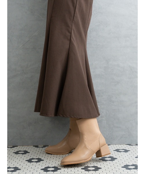 Fabby fabby（ファビィーファビィー）の「ニットリブショートブーツ（ブーツ・レディース・ライトベージュ/キャメル/ブラック・SMALL/MEDIUM/LARGE）」の18枚目の写真