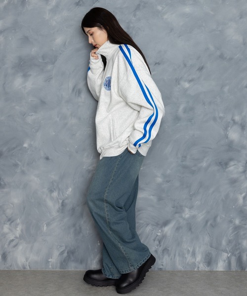 【セール】embroidery side line sweat track jacket/胸刺繍 サイドライン スウェット トラックジャケット（スウェット）｜Starting Over（スターティングオーバー）