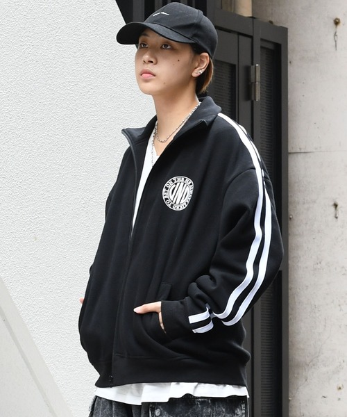 【セール】embroidery side line sweat track jacket/胸刺繍 サイドライン スウェット トラックジャケット（スウェット）｜Starting Over（スターティングオーバー）