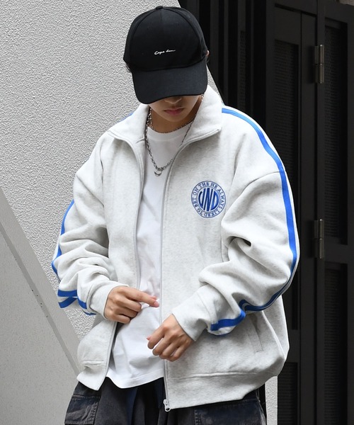 【セール】embroidery side line sweat track jacket/胸刺繍 サイドライン スウェット トラックジャケット（スウェット）｜Starting Over（スターティングオーバー）