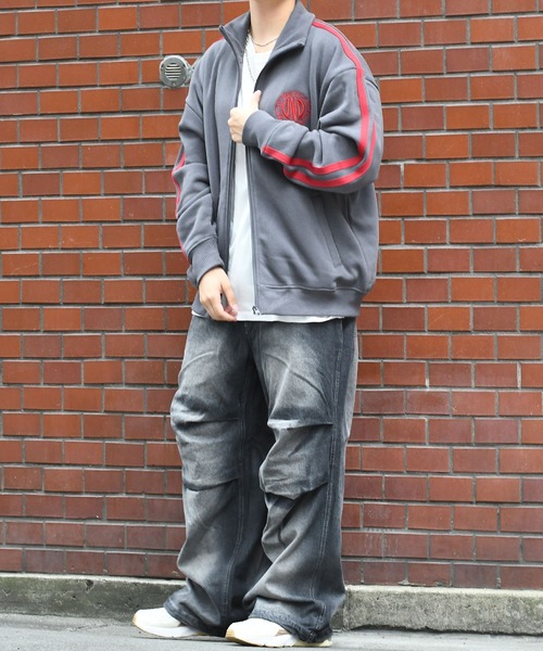 【セール】embroidery side line sweat track jacket/胸刺繍 サイドライン スウェット トラックジャケット（スウェット）｜Starting Over（スターティングオーバー）