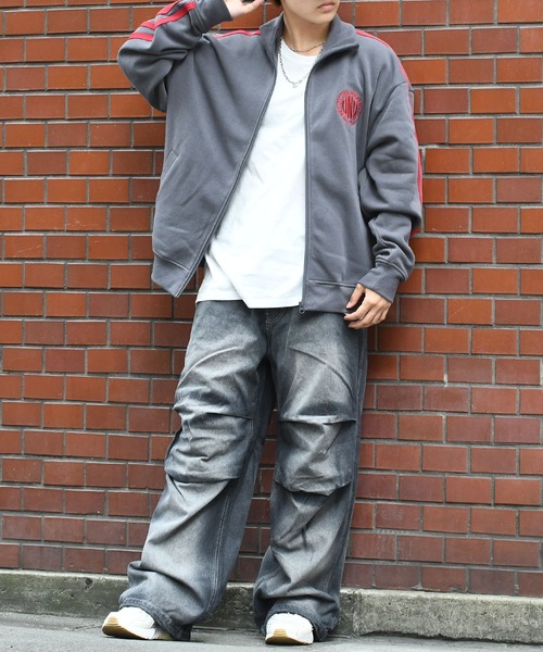 【セール】embroidery side line sweat track jacket/胸刺繍 サイドライン スウェット トラックジャケット（スウェット）｜Starting Over（スターティングオーバー）