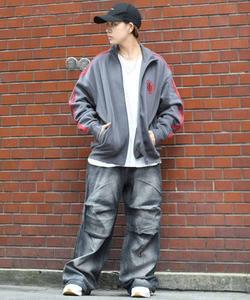 【セール】embroidery side line sweat track jacket/胸刺繍 サイドライン スウェット トラックジャケット（スウェット）｜Starting Over（スターティングオーバー）