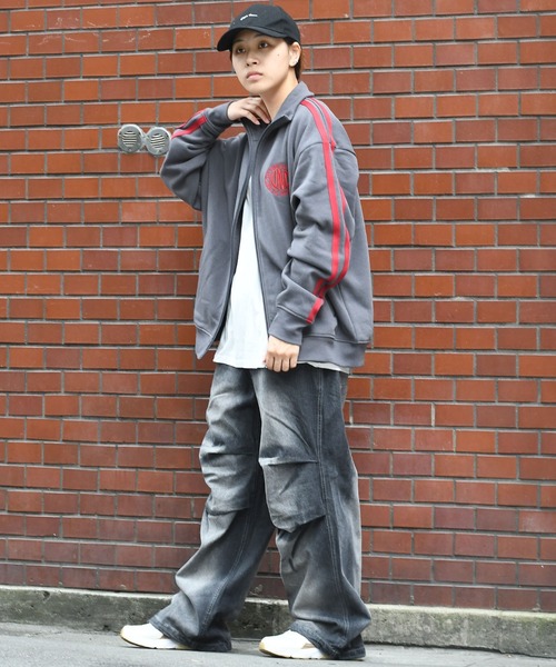 【セール】embroidery side line sweat track jacket/胸刺繍 サイドライン スウェット トラックジャケット（スウェット）｜Starting Over（スターティングオーバー）