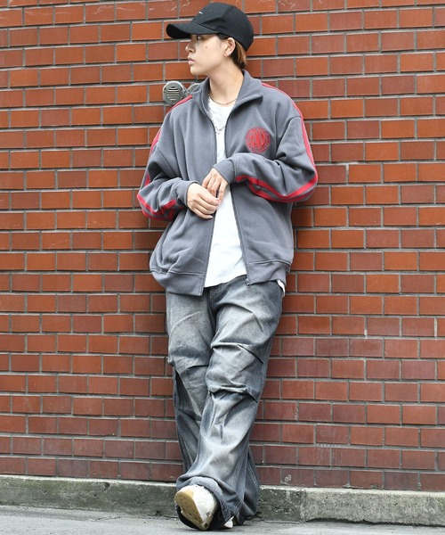 【セール】embroidery side line sweat track jacket/胸刺繍 サイドライン スウェット トラックジャケット（スウェット）｜Starting Over（スターティングオーバー）