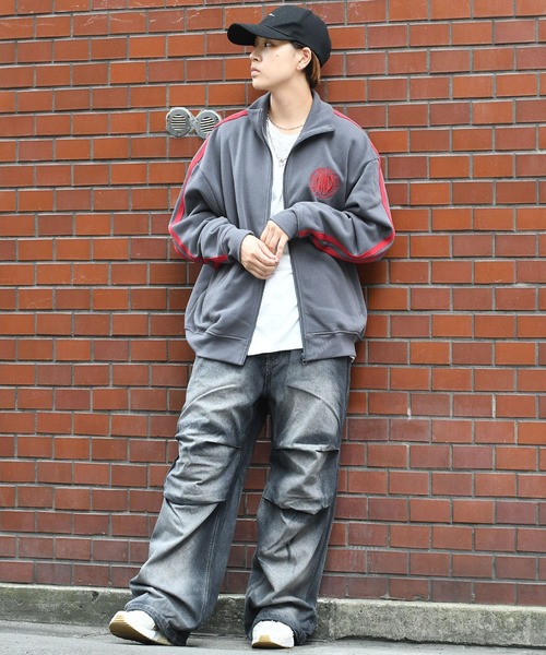 【セール】embroidery side line sweat track jacket/胸刺繍 サイドライン スウェット トラックジャケット（スウェット）｜Starting Over（スターティングオーバー）