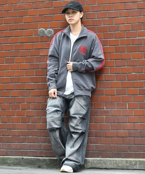 【セール】embroidery side line sweat track jacket/胸刺繍 サイドライン スウェット トラックジャケット（スウェット）｜Starting Over（スターティングオーバー）