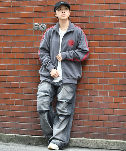 【セール】embroidery side line sweat track jacket/胸刺繍 サイドライン スウェット トラックジャケット（スウェット）｜Starting Over（スターティングオーバー）