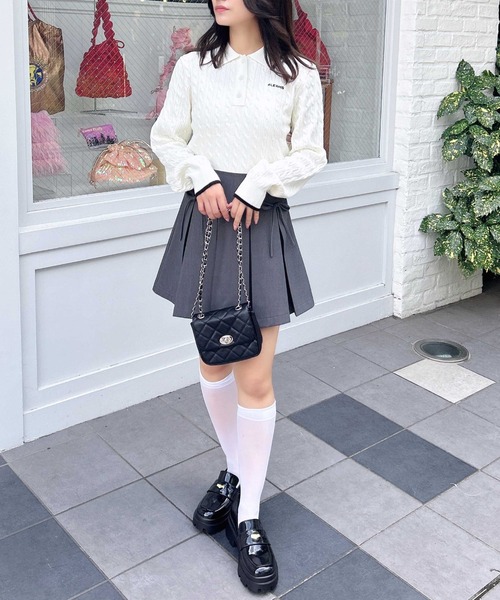 INGNI（イング）の「胸刺しゅうケーブルポロニット／Ａ（ニット/セーター・レディース・ホワイト×ブラック/グレー×ホワイト/ブラック×ホワイト/ベージュ系2・M）」の17枚目の写真