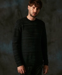 リップルタックボーダークルーネックニット