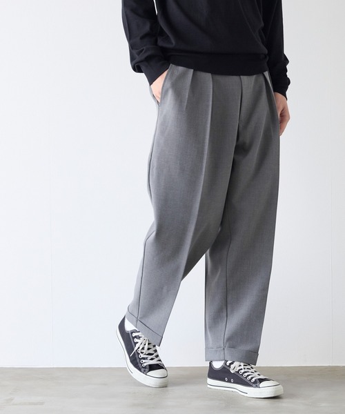 coca(coca)(コカ)の「ウールライクボンディング ワイドテーパードパンツ(その他パンツ・メンズ・グレー/ブラック・XL/M/L)」の4枚目の写真
