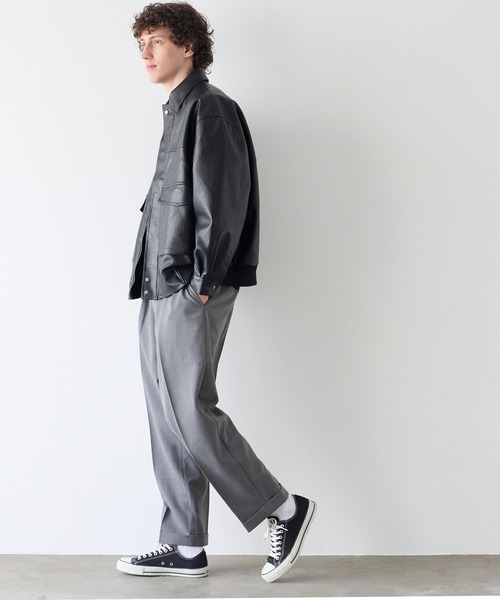 coca(coca)(コカ)の「ウールライクボンディング ワイドテーパードパンツ(その他パンツ・メンズ・グレー/ブラック・XL/M/L)」の5枚目の写真