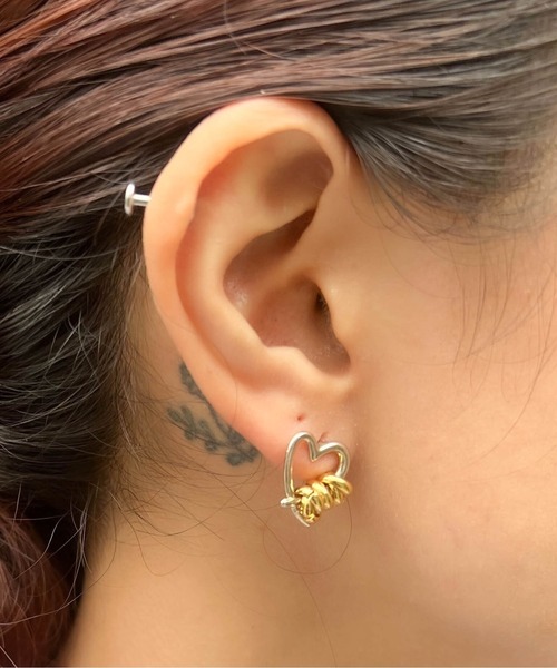 Casselini（キャセリーニ）の「LAPUIS(ラピュイ)Line Coil Heart pierced earrings M（ピアス（両耳用）・レディース・ゴールド/マルチ・FREE）」の11枚目の写真