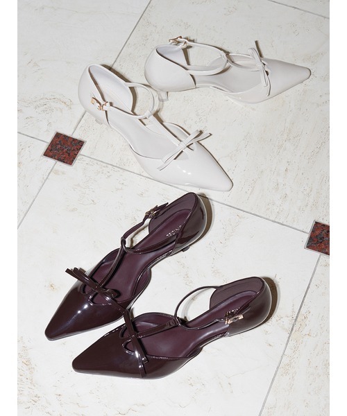 SNIDEL Tストラップリボンパンプス　シューズ SNIDEL（スナイデル）の「Tストラップリボンパンプス（パンプス）」 - WEAR