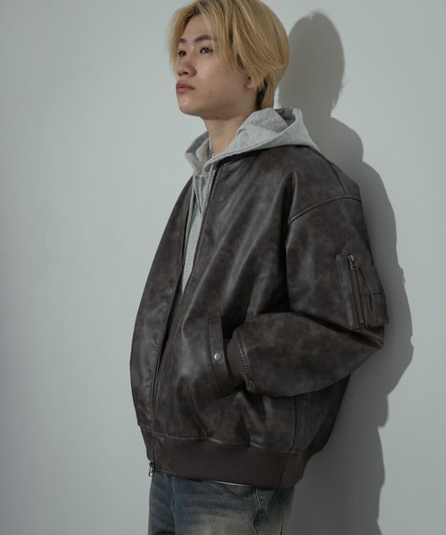 SENSE OF PLACE by URBAN RESEARCH（センスオブプレイスバイアーバンリサーチ）の「ヴィンテージライクMA-1（MA-1・メンズ・ブラック/ブラウン・MEDIUM/LARGE）」の3枚目の写真