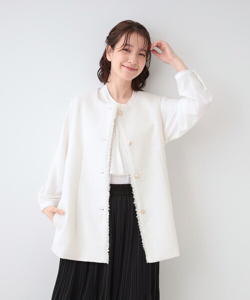 SHOO・LA・RUE（シューラルー）の「【セレモニーからデイリーまで】フリンジ ツイードジレ（ベスト・レディース・アイボリー系3/ネイビー系3・04/03/02/01/05）」の8枚目の写真