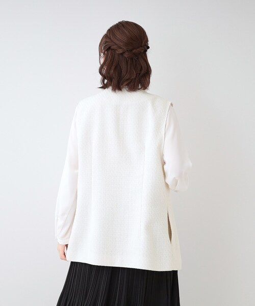 SHOO・LA・RUE（シューラルー）の「【セレモニーからデイリーまで】フリンジ ツイードジレ（ベスト・レディース・アイボリー系3/ネイビー系3・04/03/02/01/05）」の9枚目の写真